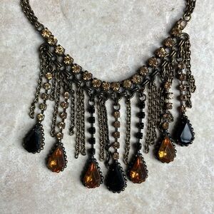 Faux Amber Gemstone Art Deco Statement Necklace